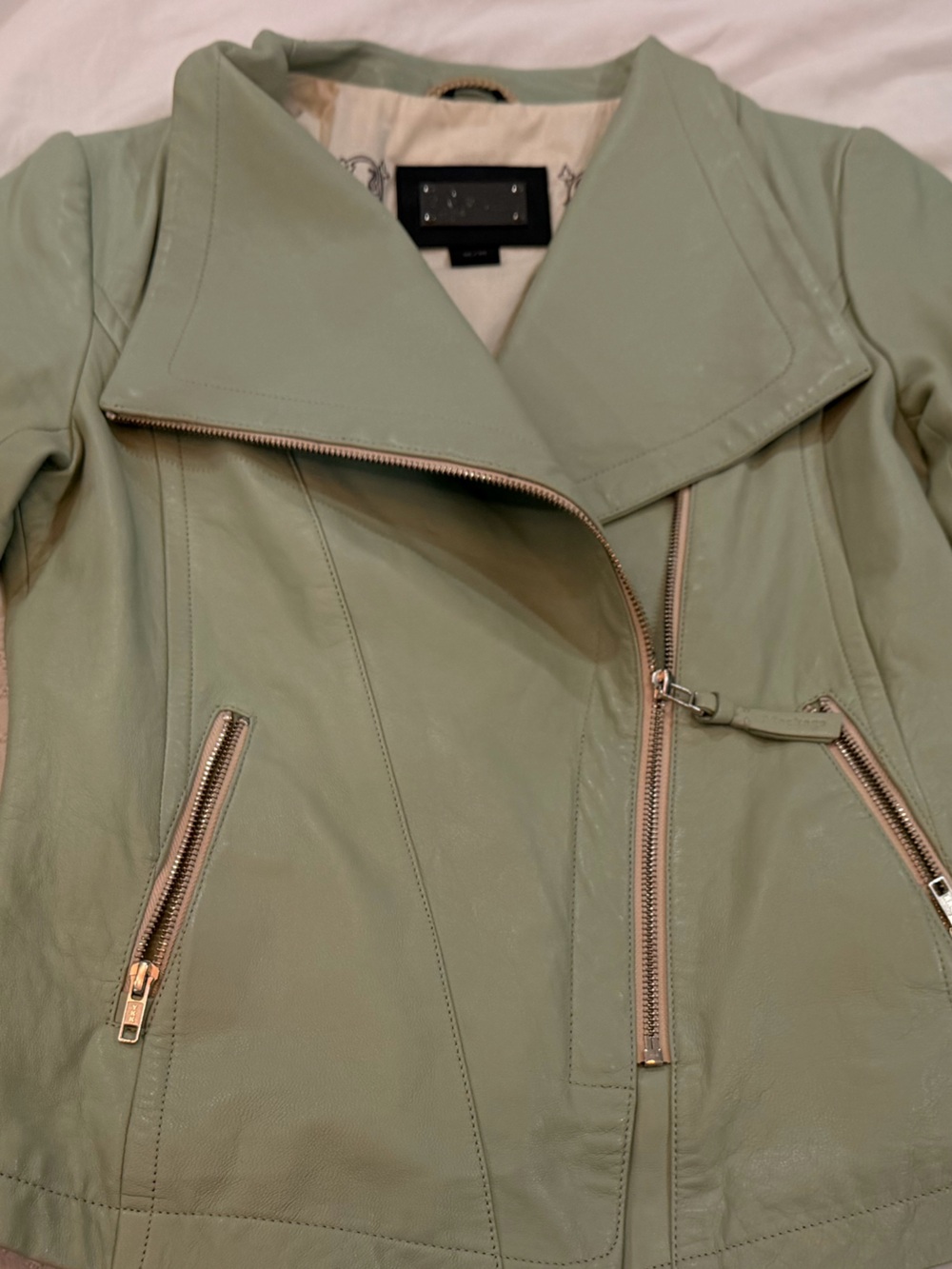 Mackage Green Asymmetrical Zip Moto Jacket